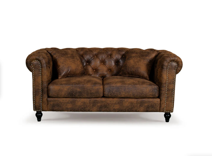 Leather Air Suede Brown 2 seater Chesterfield