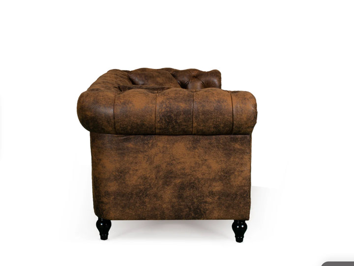 Leather Air Suede Brown 2 seater Chesterfield