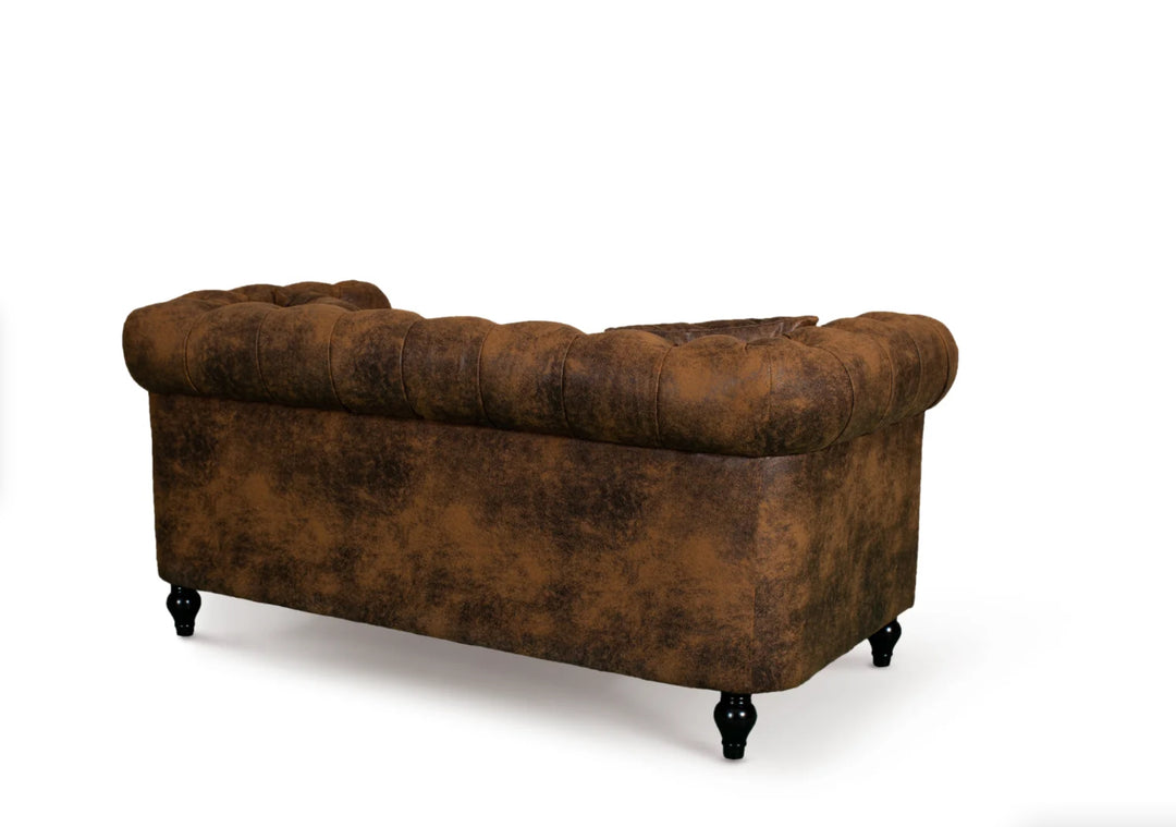 Leather Air Suede Brown 2 seater Chesterfield