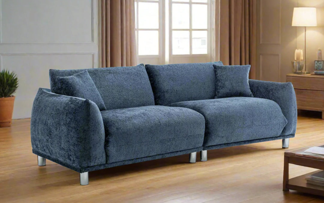 Textured Chenille Blue 3 Seater Murano Sofa