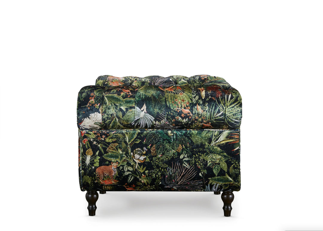 Green Nature Pattern Patchwork 1 Seater Chesterfield Sofa